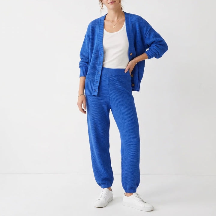 Free People 2-Piece Set Womens S Beach Cardigan Pants Blue Textured Excellent