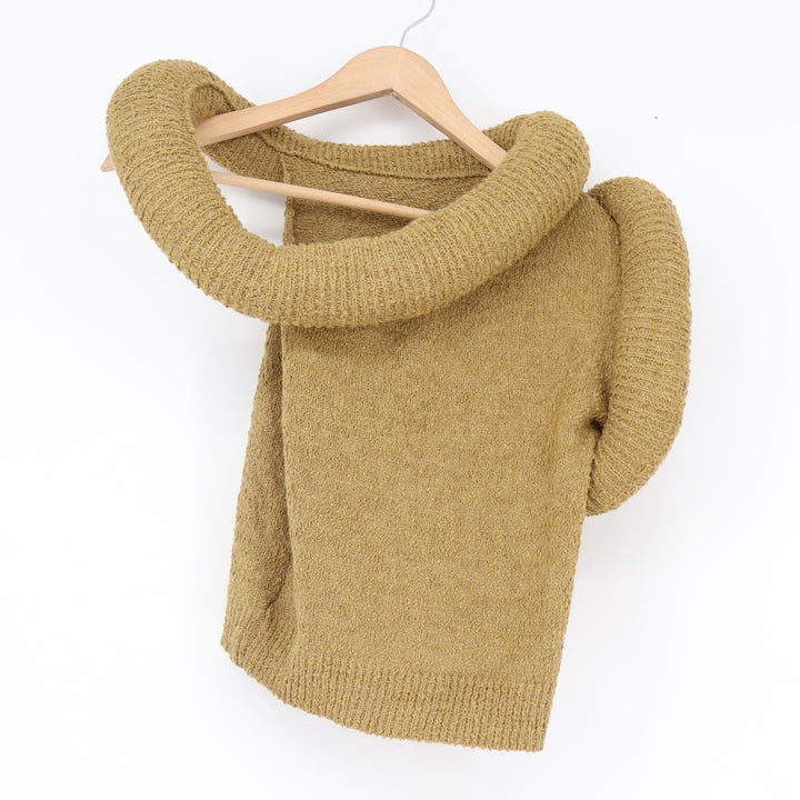 Shein Mustard Yellow Off Shoulder Textured Knit Top Small