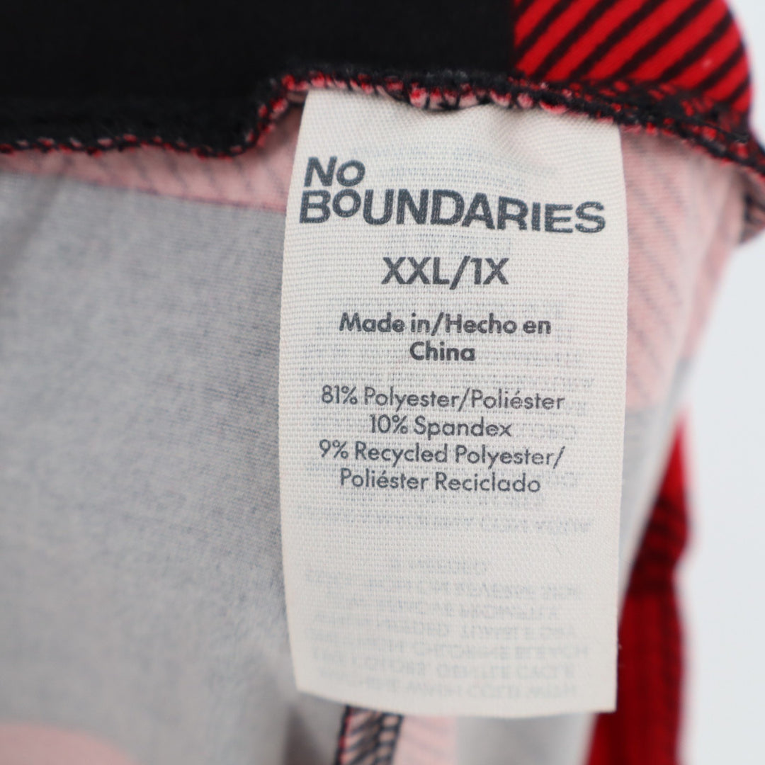 No Boundaries Ankle Leggings Womens 2XL/1X Red Black Buffalo Check Stretch Yoga