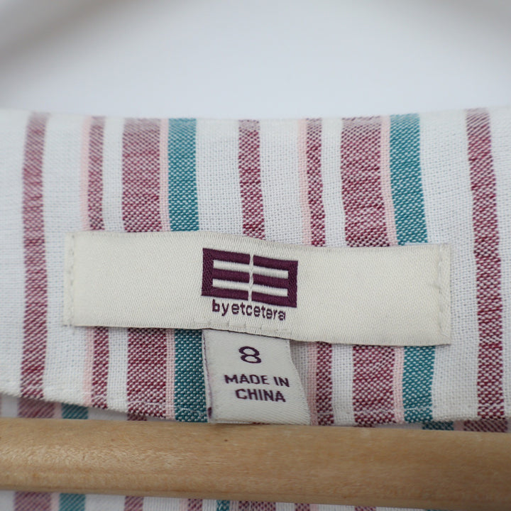 By Etcetera Womens Multi-Color Striped 3/4 Sleeve Wrap Blouse Size 8 V-Neck Top