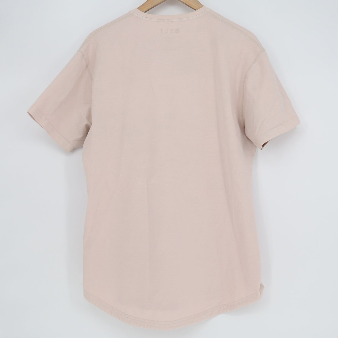 BYLT Basics Mens Drop-Cut Short Sleeve Henley Shirt LUX Blend Pink Size L