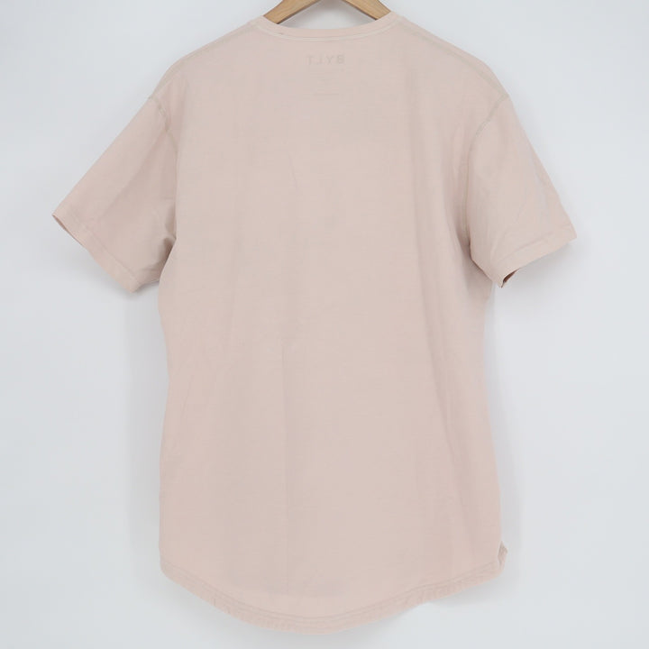 BYLT Basics Mens Drop-Cut Short Sleeve Henley Shirt LUX Blend Pink Size L