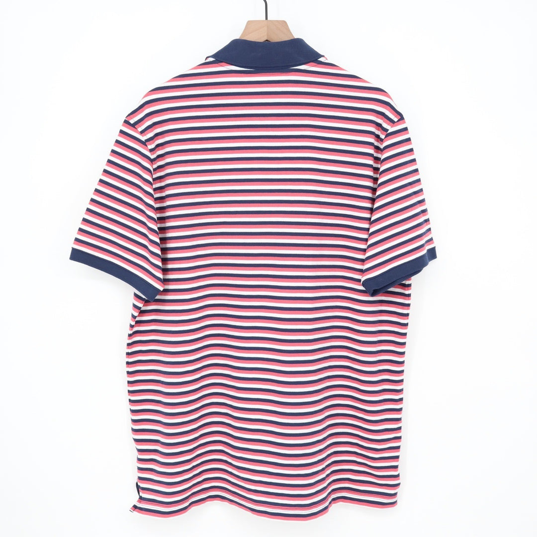 Walter Hagen Mens Clubhouse Stripe Pique Polo Shirt Pink Navy XL NEW
