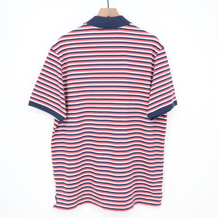 Walter Hagen Mens Clubhouse Stripe Pique Polo Shirt Pink Navy XL NEW