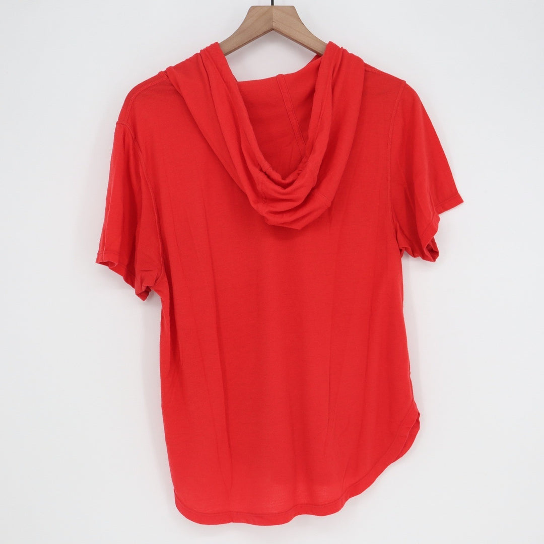 Tommy Hilfiger Sport Womens Red Short Sleeve Hoodie Side Logo Shirt Size M