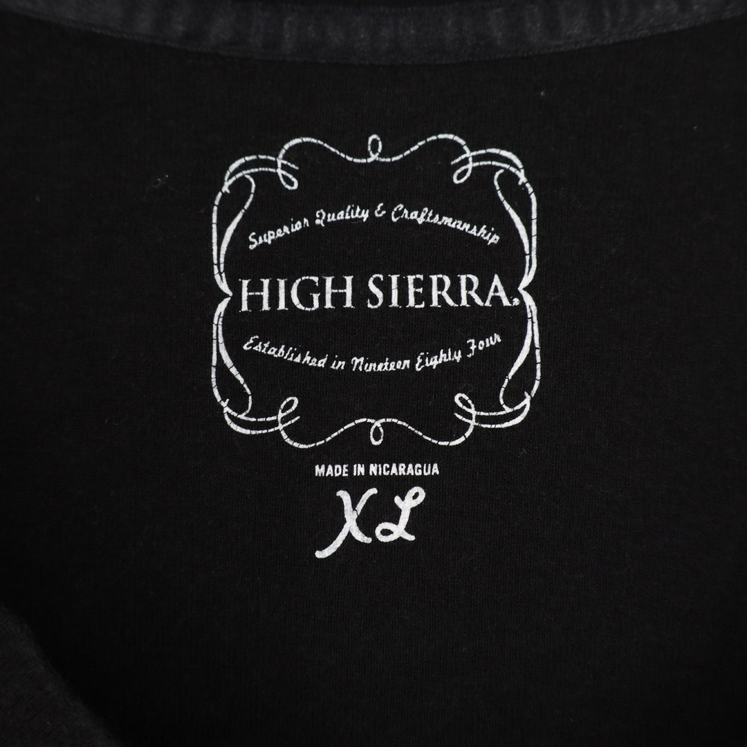 High Sierra Womens Black V-Neck Rhinestone Studded 3/4 Sleeve Cotton Top XL