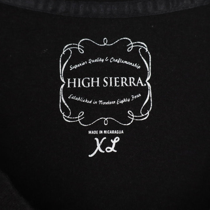 High Sierra Womens Black V-Neck Rhinestone Studded 3/4 Sleeve Cotton Top XL