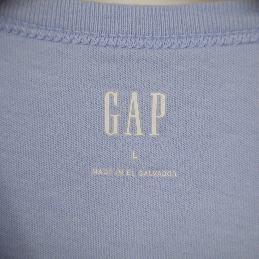GAP Womens Large Periwinkle Blue Short Sleeve Crewneck Basic Cotton Blend Tee