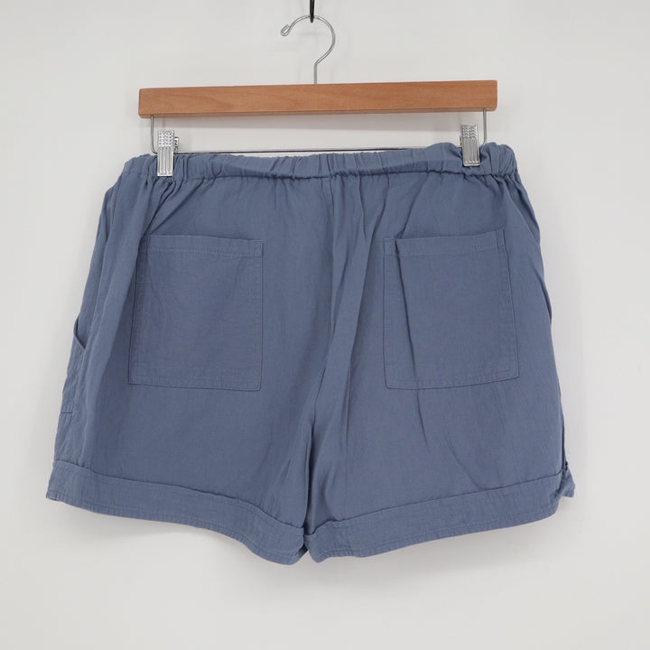 Womens Blue Elastic Drawstring Waist Casual Cuffed Shorts Size Large