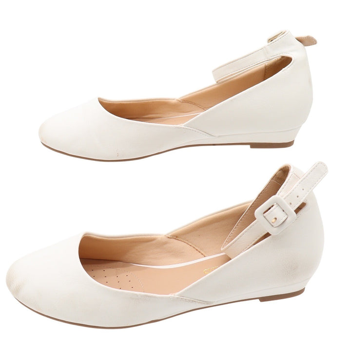 Dream Pairs Flats Womens 7.5 Ankle Strap White Low Wedge D'Orsay Good
