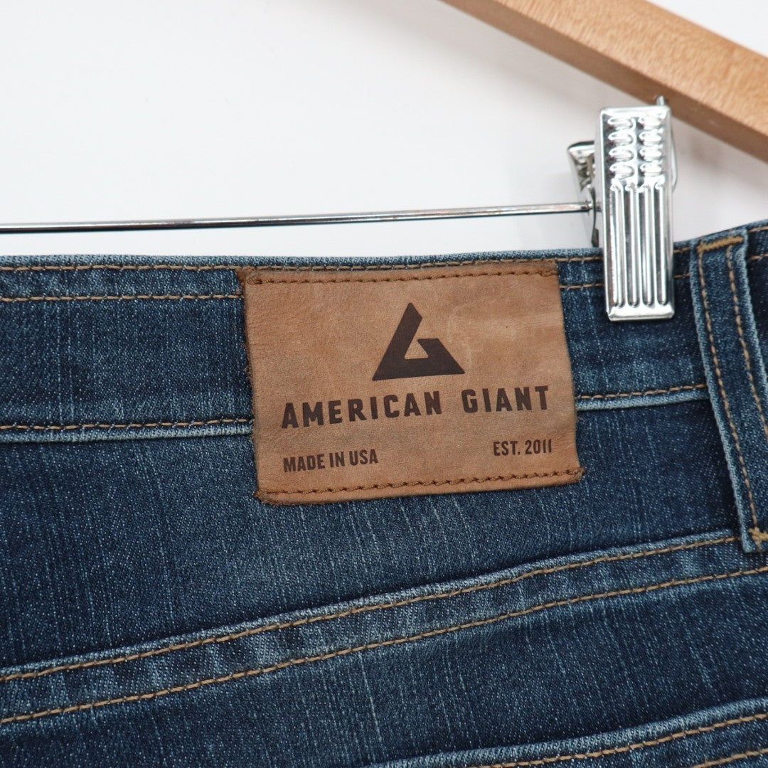 American Giant Skinny Jeans Mens 32x32 Bule Denim Stretch Mid Rise Outdoor Wear