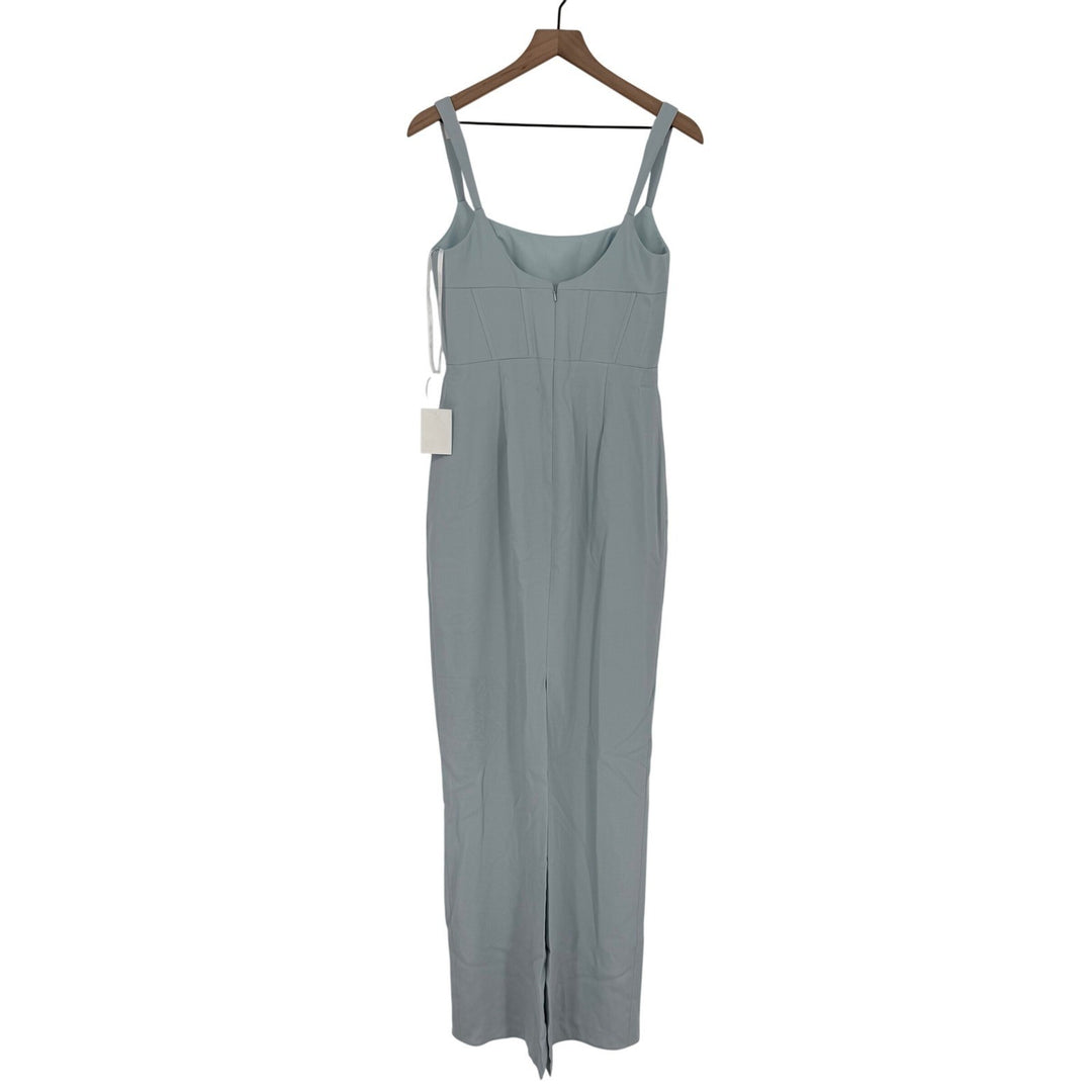 Thread Corset Midriff Crepe Column Maxi Dress In Mist Size 4