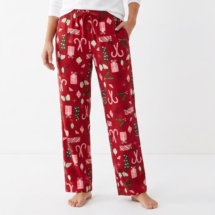 Old Navy Flannel Pajama Pants Womens Large Red Christmas Drawstring Waist Cotton