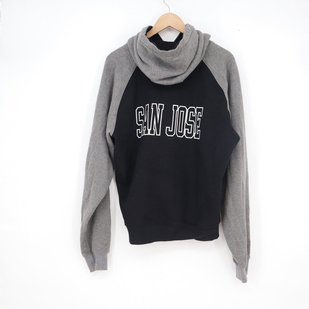 Ifse San Jose Raglan Hoodie Black Grey Graphic Sweatshirt Mens Medium