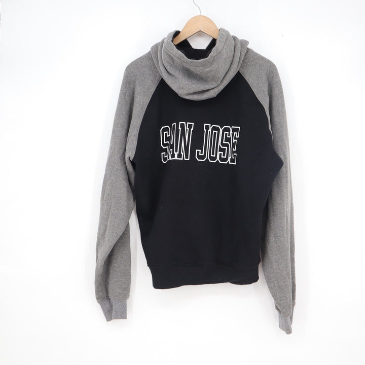 Ifse San Jose Raglan Hoodie Black Grey Graphic Sweatshirt Mens Medium