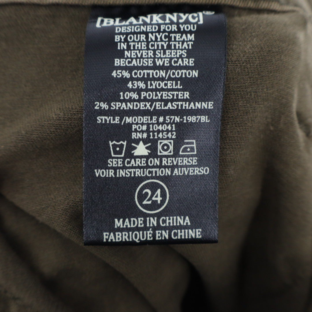 BLANKNYC Olive Green Moto Cargo Pants Size 24 Zipper Pockets Skinny Fit
