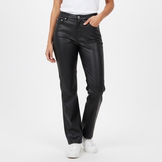 Zara ZW '90s Pants Womens 4 Black Faux Leather Wide Leg Outdoor Streetwear