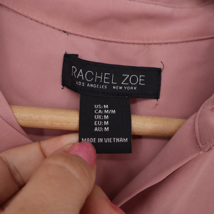 Rachel Zoe Blouse Womens M Short Sleeve Pink High-Low Button-Down Excellent