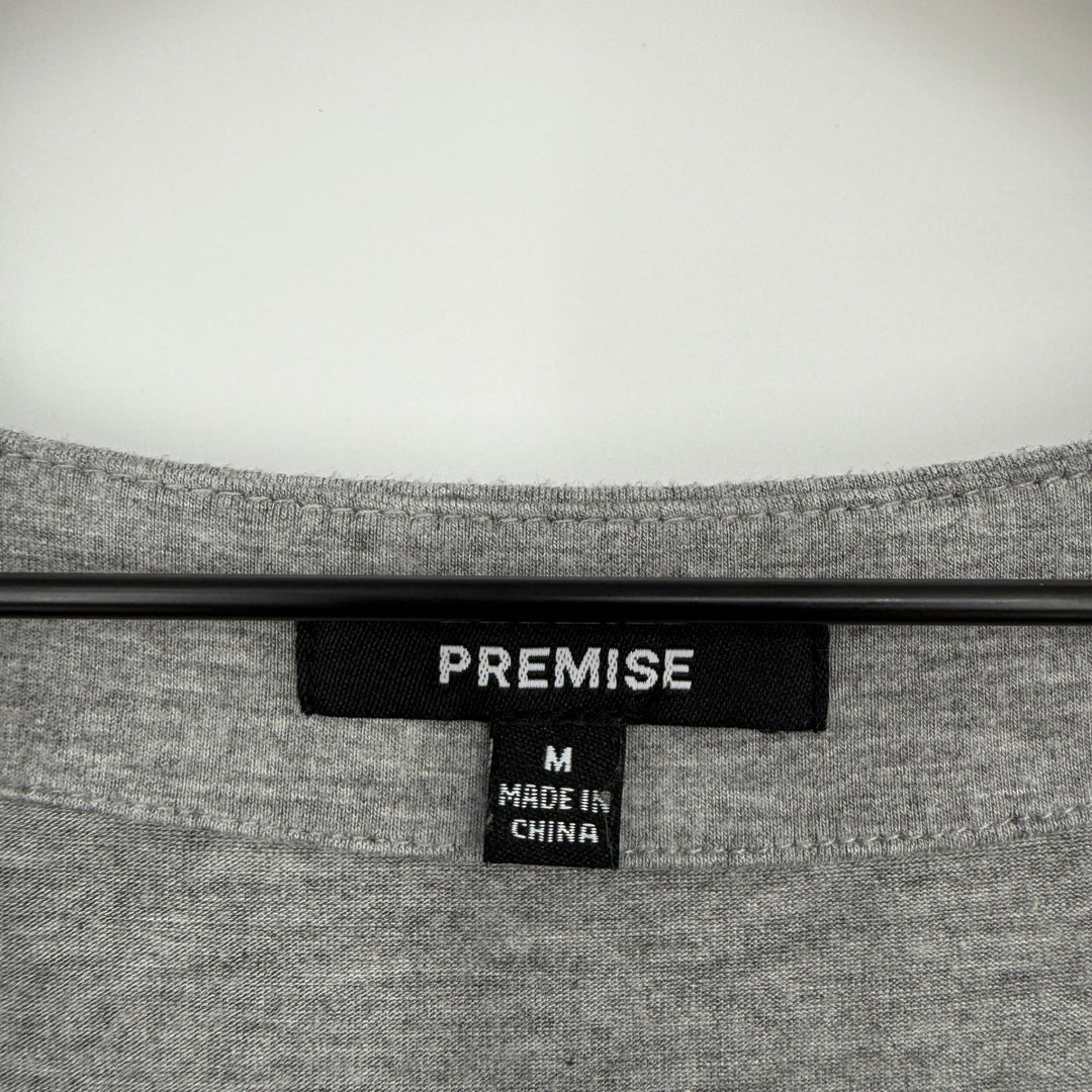 Premise Gray Square Neck Short Sleeve Top Blouse Casual Everyday Basic Size M