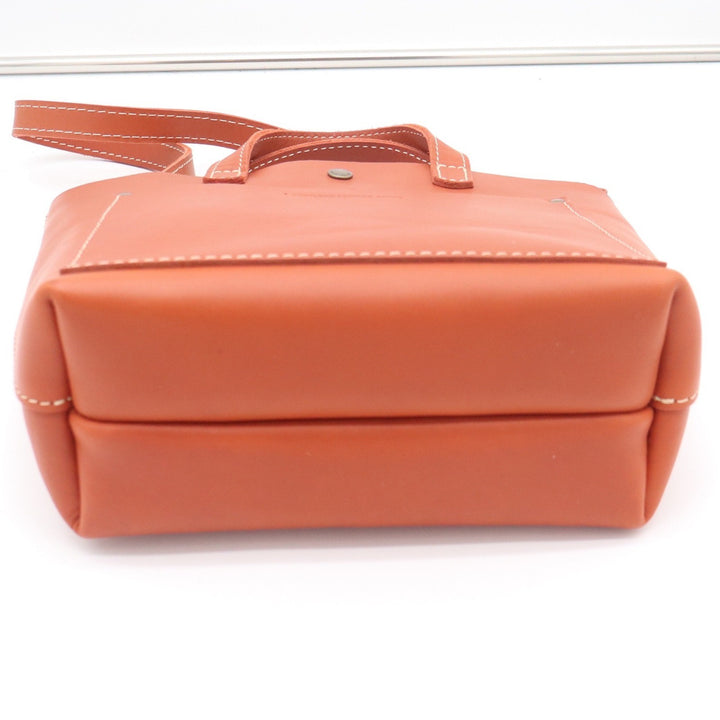 Portland Leather Goods Mini Crossbody Tote Bag Orange Leather Front Pocket Brass