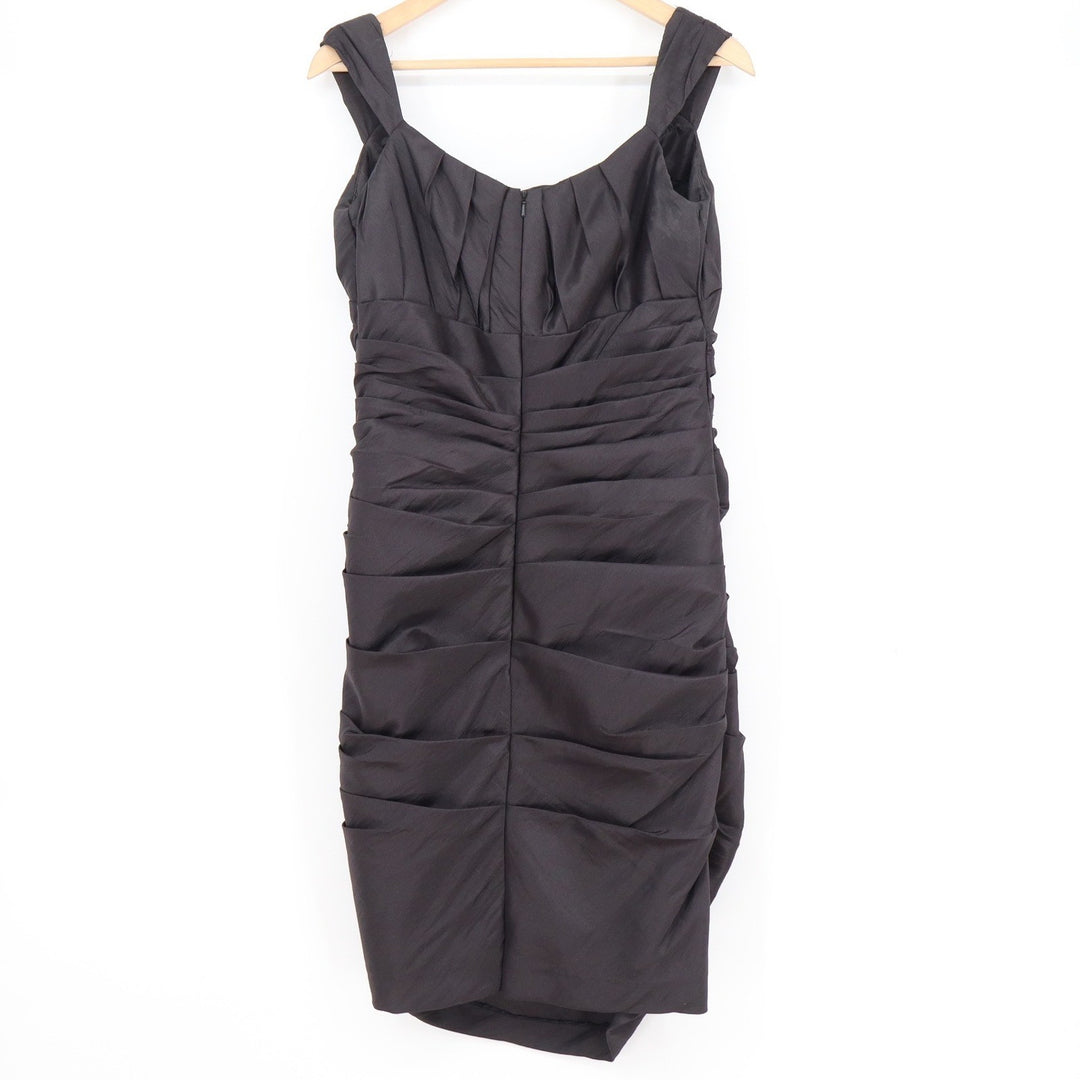 Bill Tice for Vikoff Black Ruched Cocktail Dress Size 18 Sleeveless Formal