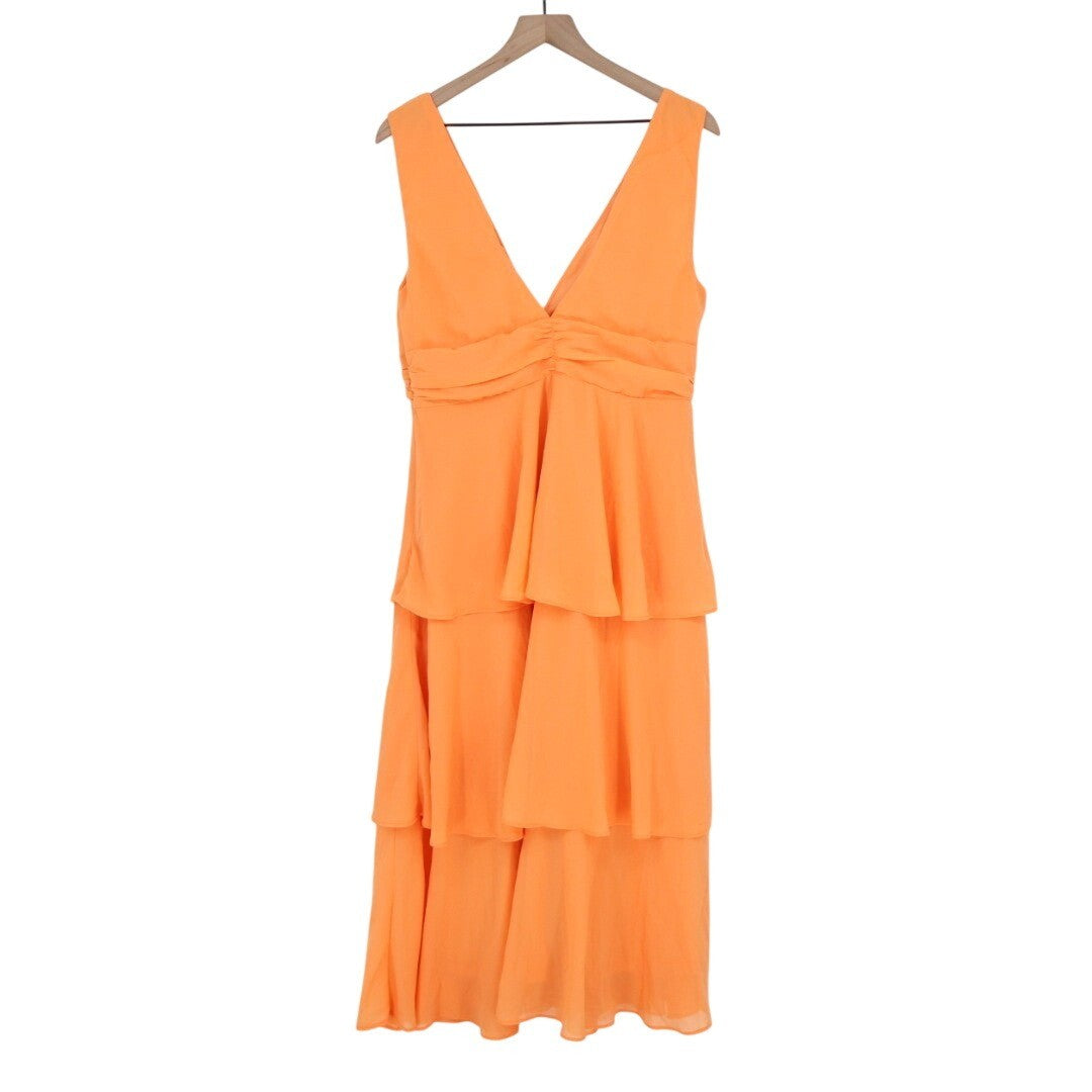 Lulus Celebration Time Tiered Midi Dress Womens XL Light Orange Lined Sleeveless