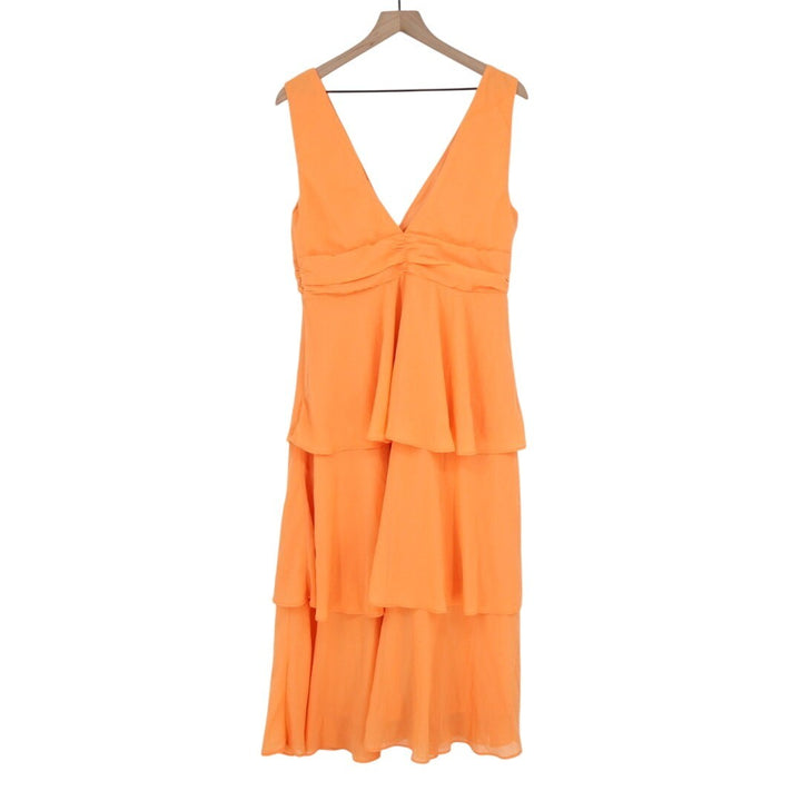 Lulus Celebration Time Tiered Midi Dress Womens XL Light Orange Lined Sleeveless