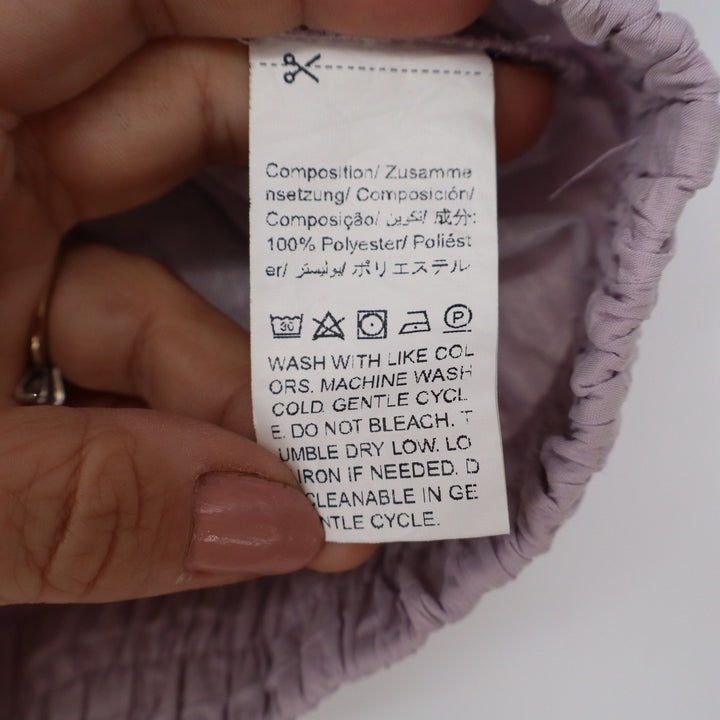 Dazy Lavender Purple Textured Puff Sleeve Cropped Blouse Round Neck Small