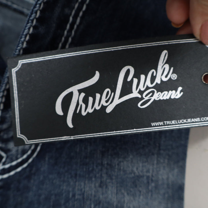True Luck Mens Classic Stretch Bootcut Jeans Dark Blast 44x32 NEW