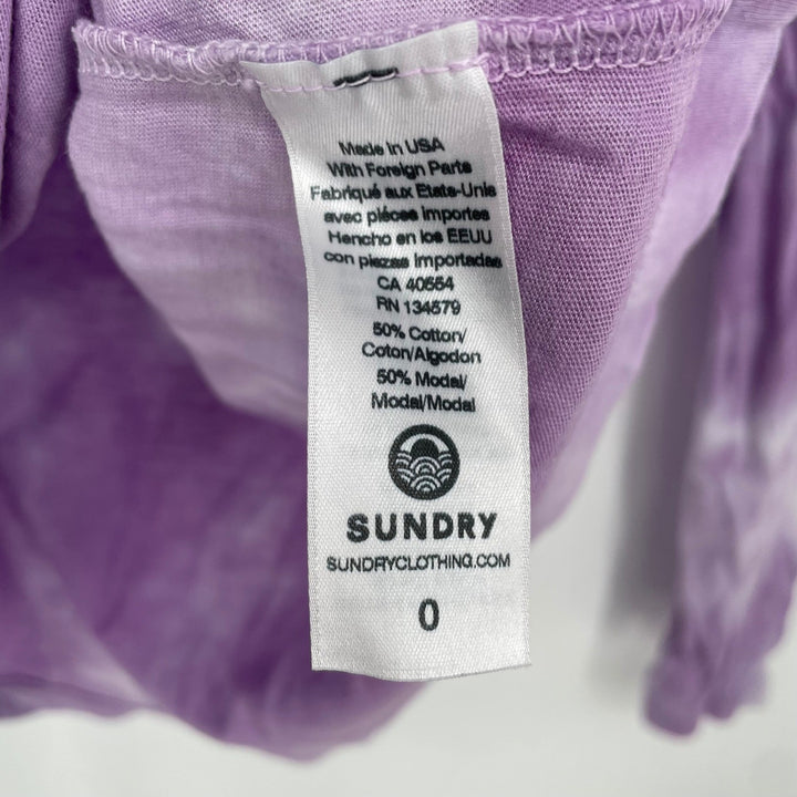SUNDRY Purple Tie Dye Long Sleeve Scoop Neck Top Shirt Size 0