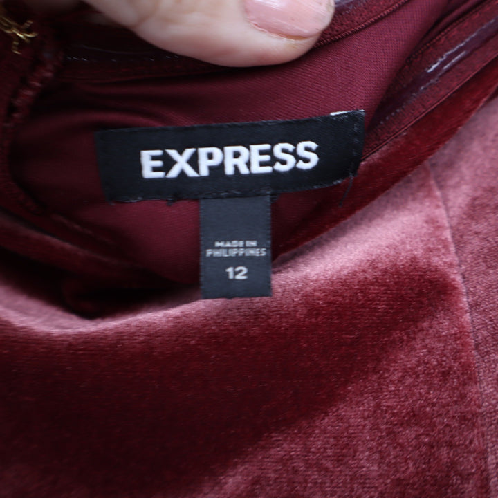 Express Womens Burgundy Velvet Strapless Cowl Neck Jumpsuit Size 12 Party