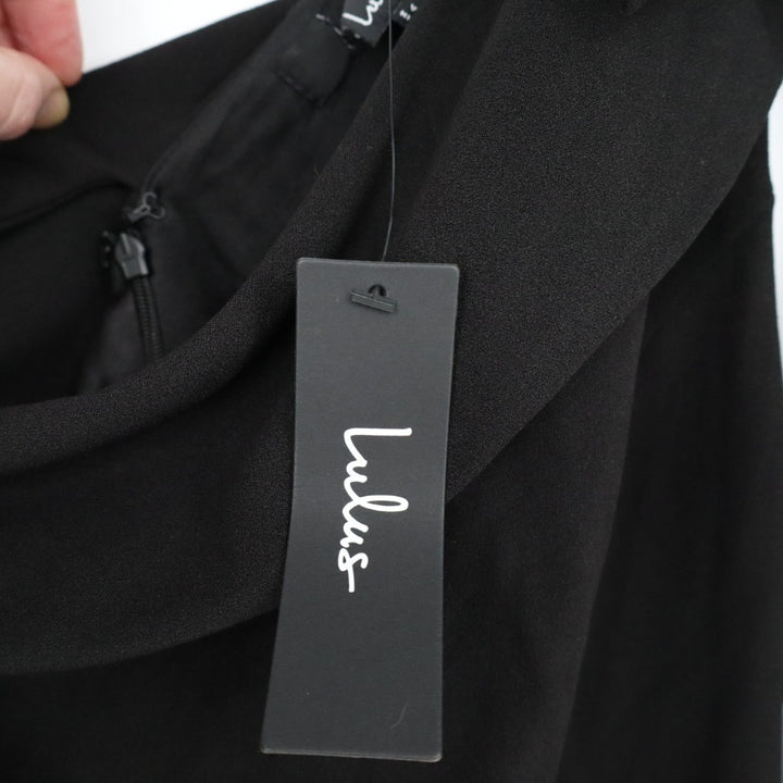 Lulus Stepped Out Stunning Maxi Dress Women L Black Stretch One-Shoulder Mermaid