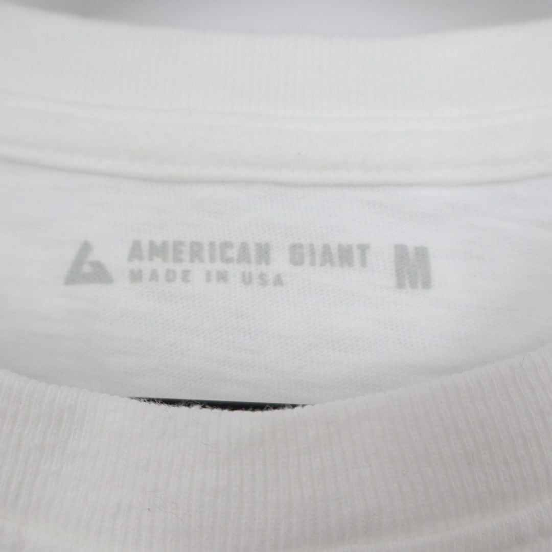 American Giant T-Shirt Mens Medium White Cotton Crew Neck Outdoor Everyday Wear