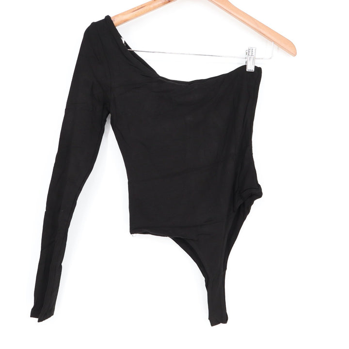 Naked Wardrobe Mens One Shoulder Long Sleeve Bodysuit Black Medium