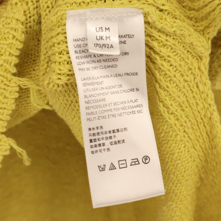 Free People Prism Sweater Women Medium Lemon Yellow Tight Knit Raw Hem Oversized