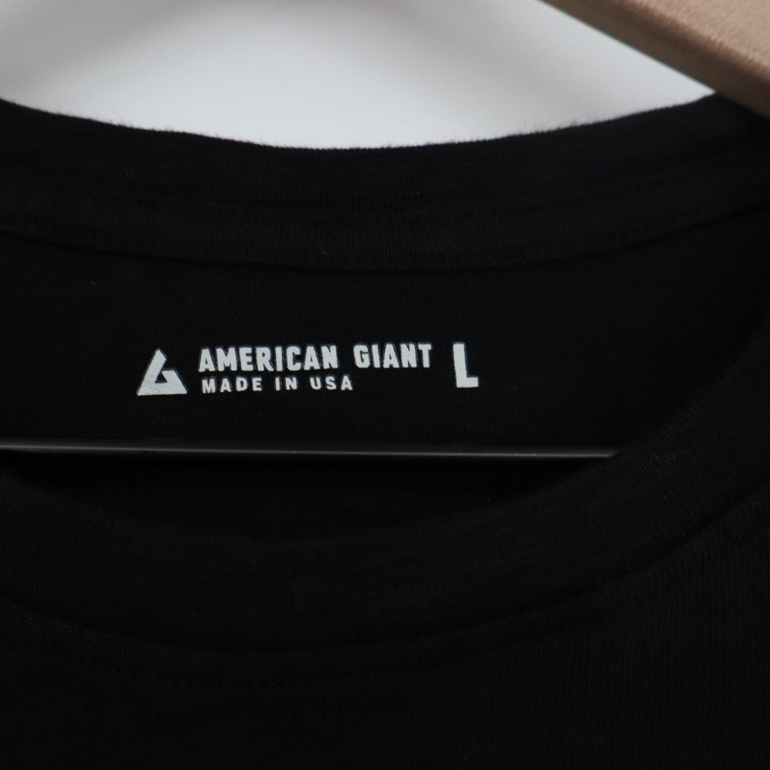 AMERICAN GIANT Mens Black Crew Neck T Shirt Size L Made in USA Cotton