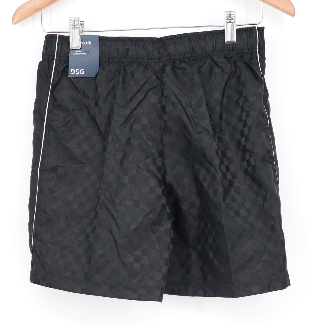DSG Boys Black Checkerboard Woven Soccer Shorts Size L 14-16 NWT