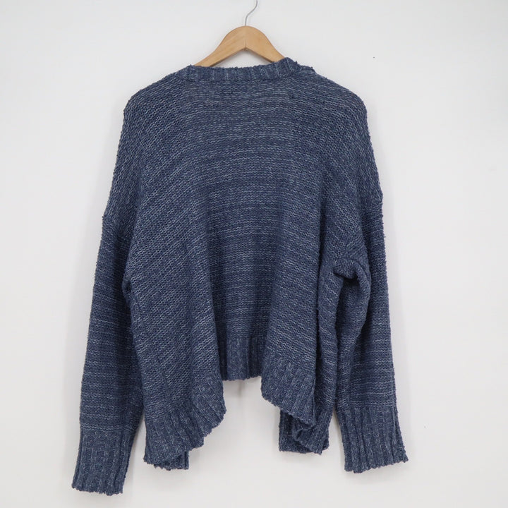 SO Goods For Life Blue Marled Open Front Textured Knit Cardigan Sweater Large