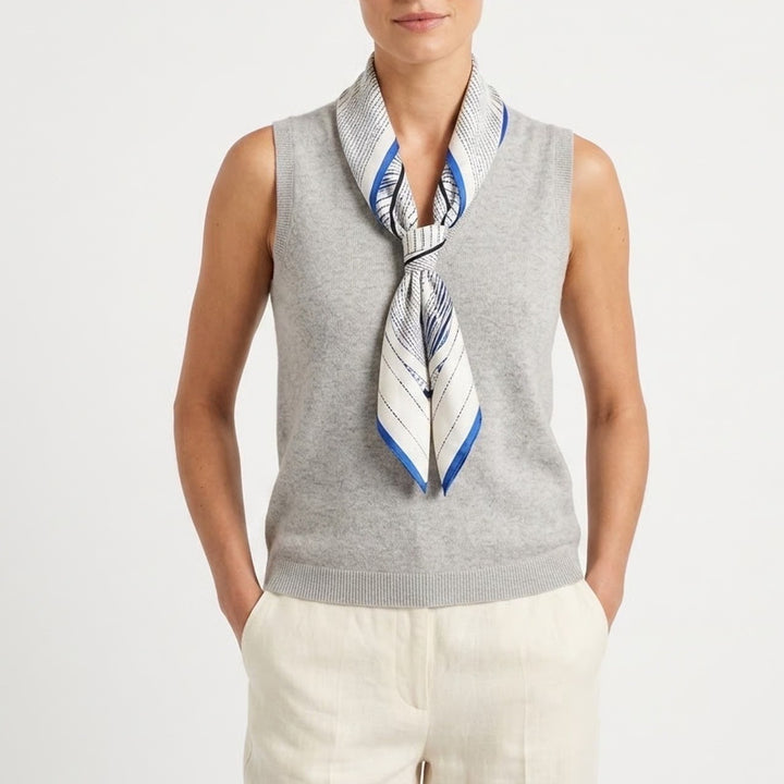 Anthropologie Moth Sweater Vest Womens Medium Gray Ribbed With Attached Scarf