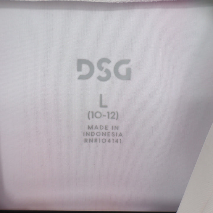 DSG Girls L 10-12 Long Sleeve Rash Guard White Multi Abstract UPF 50+