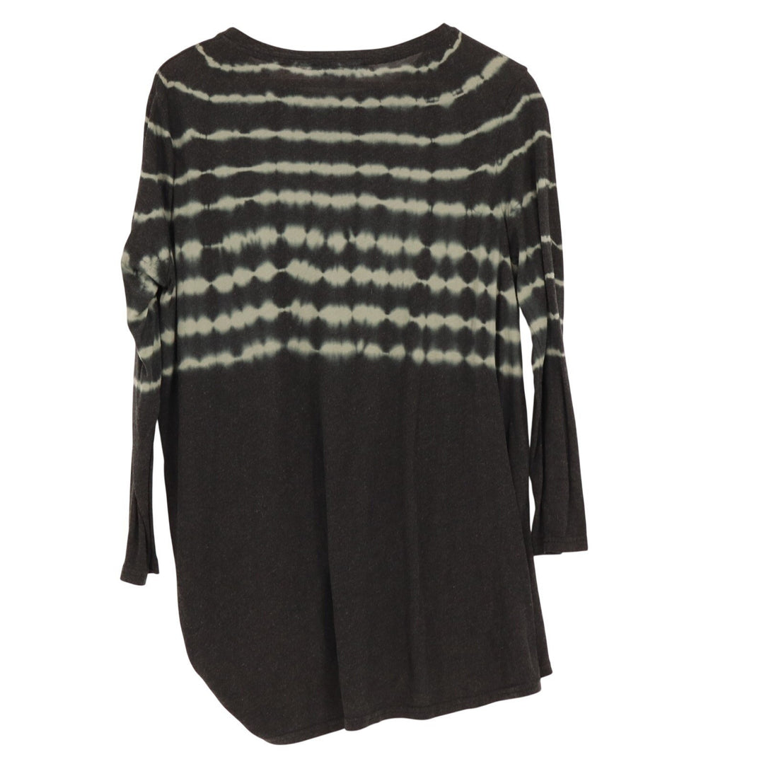She + Sky Tunic Top Womens Large Black Tie Dye Twist Front Asymmetrical Hem