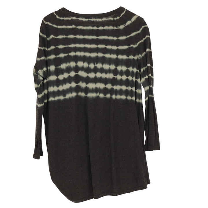 She + Sky Tunic Top Womens Large Black Tie Dye Twist Front Asymmetrical Hem
