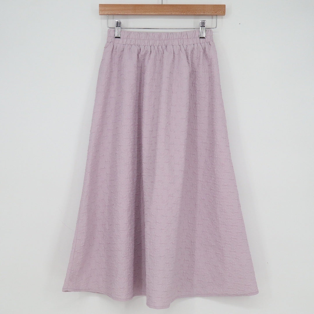 Dazy Lavender Purple Textured A-Line Midi Skirt Elastic Waist Size S