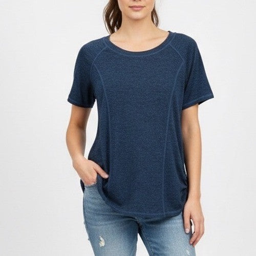 Ninedaily T-Shirt Womens XL Navy Stretch Crew Neck Raglan Sleeve Active Wear