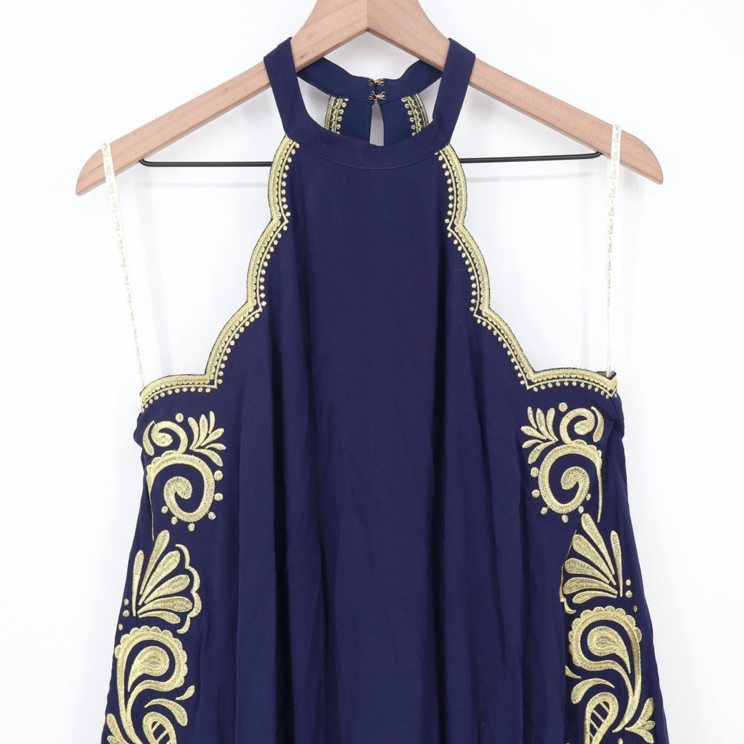 Lilly Pulitzer Quinn Dress Womens Small Navy Gypset Swirl Embroidered Sleeveless
