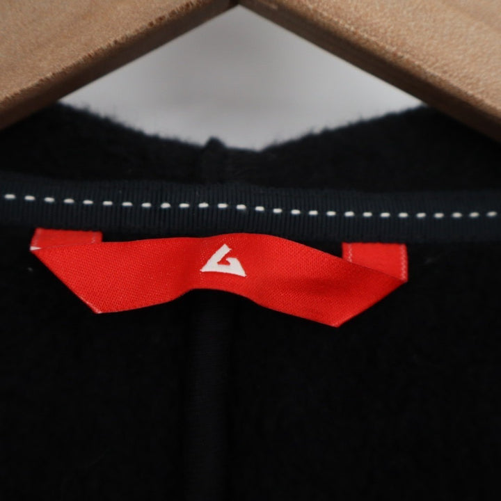 American Giant Fleece Long Coat Women M/L Black Cotton Hooded Pockets Waist Belt