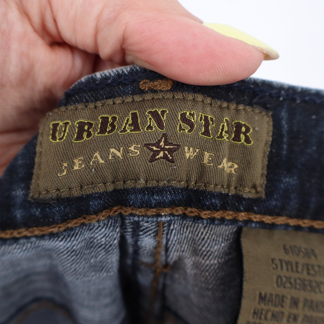 Urban Star Mens Dark Wash Straight Leg Denim Jeans 34x30 Blue