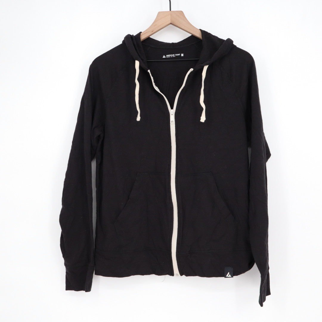 American Giant Black Full Zip Hoodie Lightweight Made in USA Size M