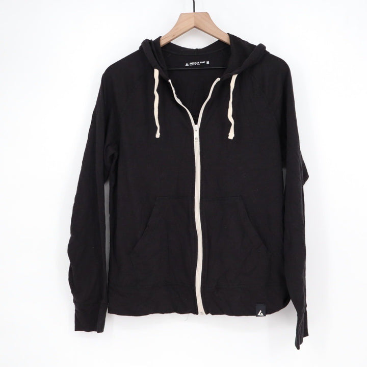 American Giant Black Full Zip Hoodie Lightweight Made in USA Size M
