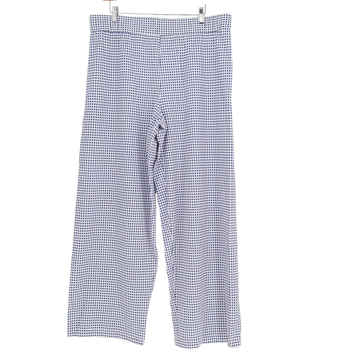 Marc Bouwer Unlimited Blue White Gingham Wide Leg Pants XL Textured Stretch SKU
